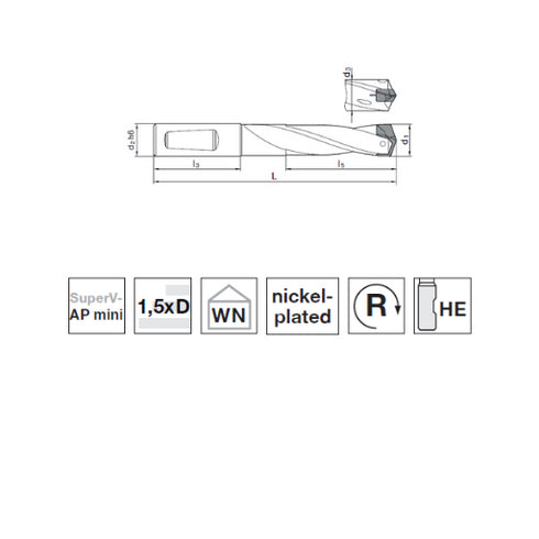 Indexable Drills 1.5xD, 77007 Dimensions